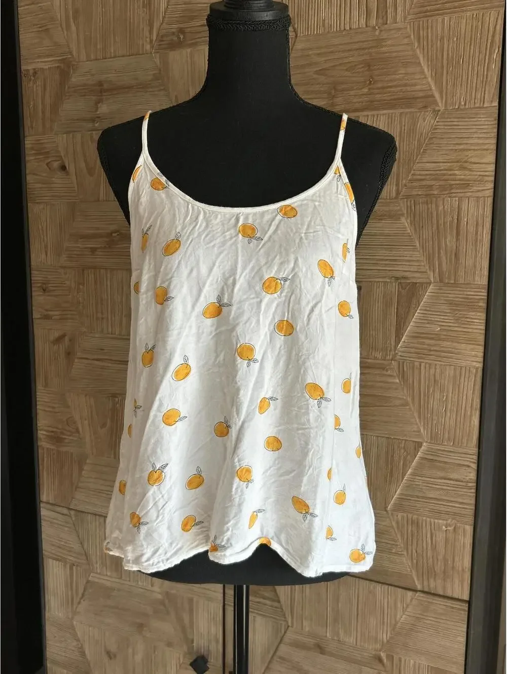 A New Day Womens Tomato Girl White Fruit Print Tie Back Flowy Tank Top Small